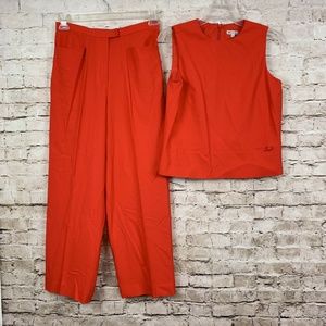 Cropped co-ord pantsuit top pants matching Worth women’s outfit